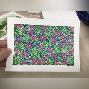 Original Floral India Ink Drawing